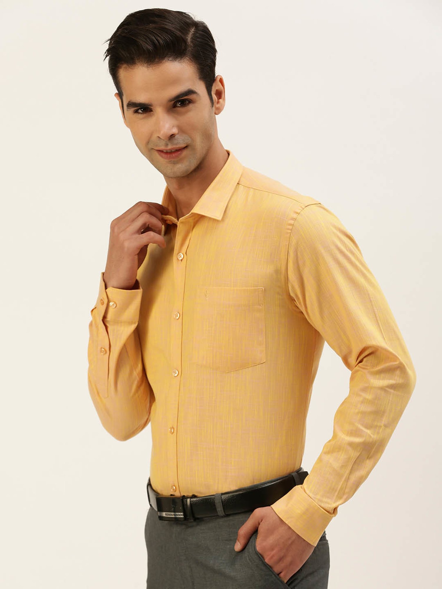 Ramraj Orange Cotton Regular Fit Shirt