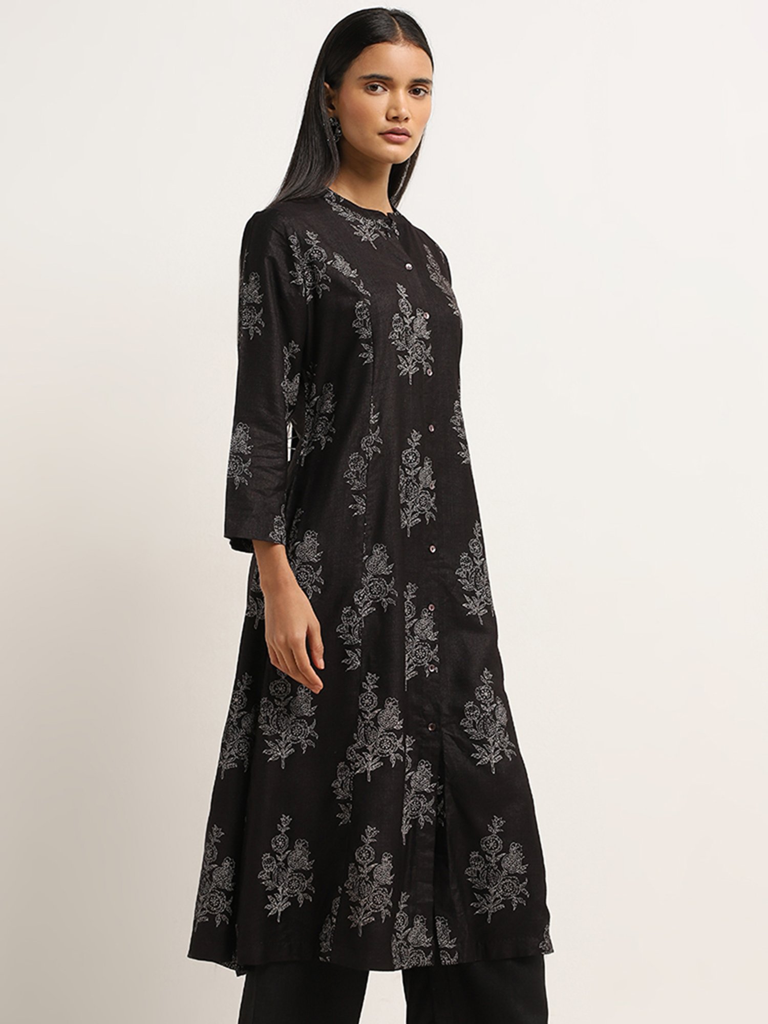 Zuba by Westside Black Anar Printed A-Line Kurta