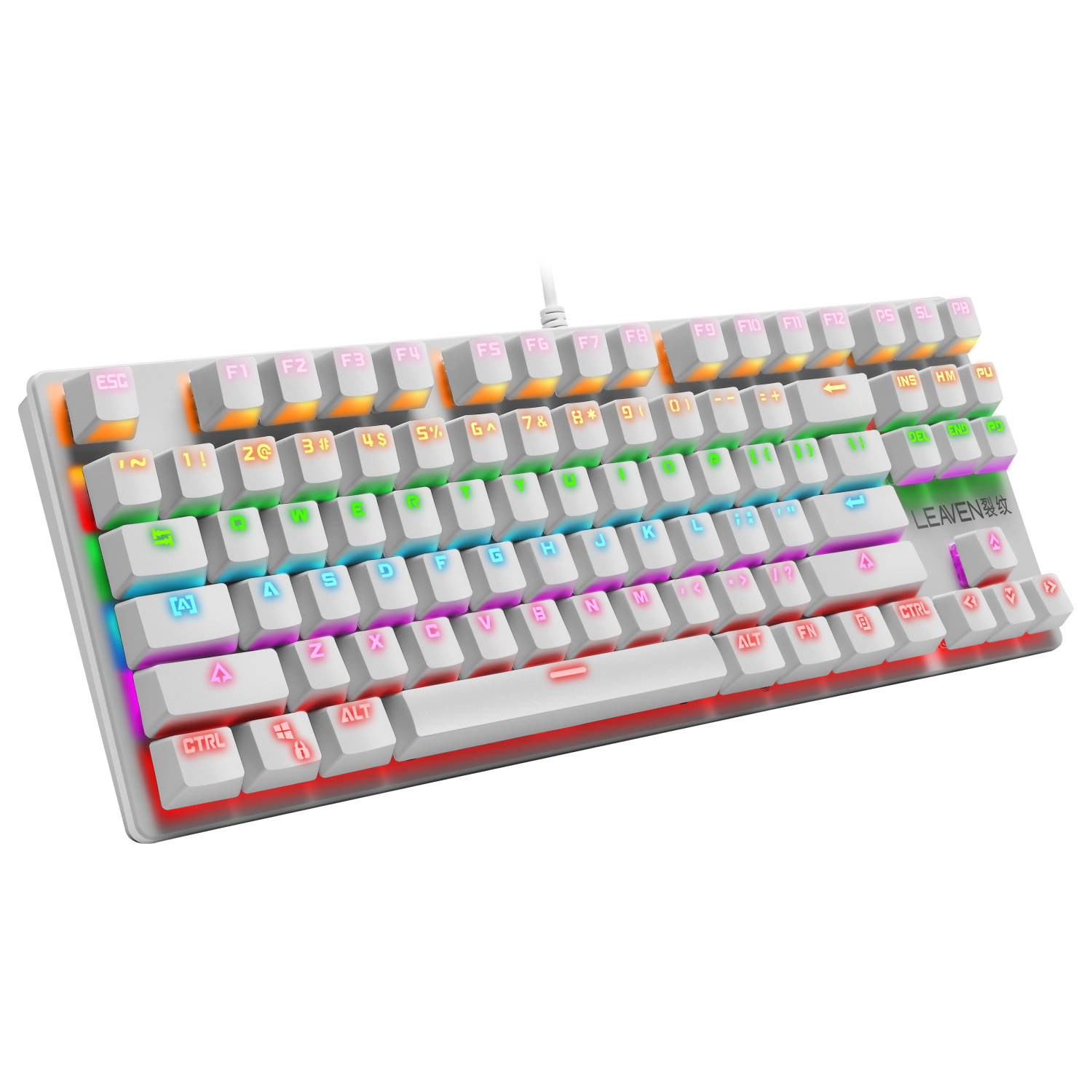 LEAVEN K550 Punk Mechanical Keyboard 87-key Green Axis Game Competitive Office Keyboard