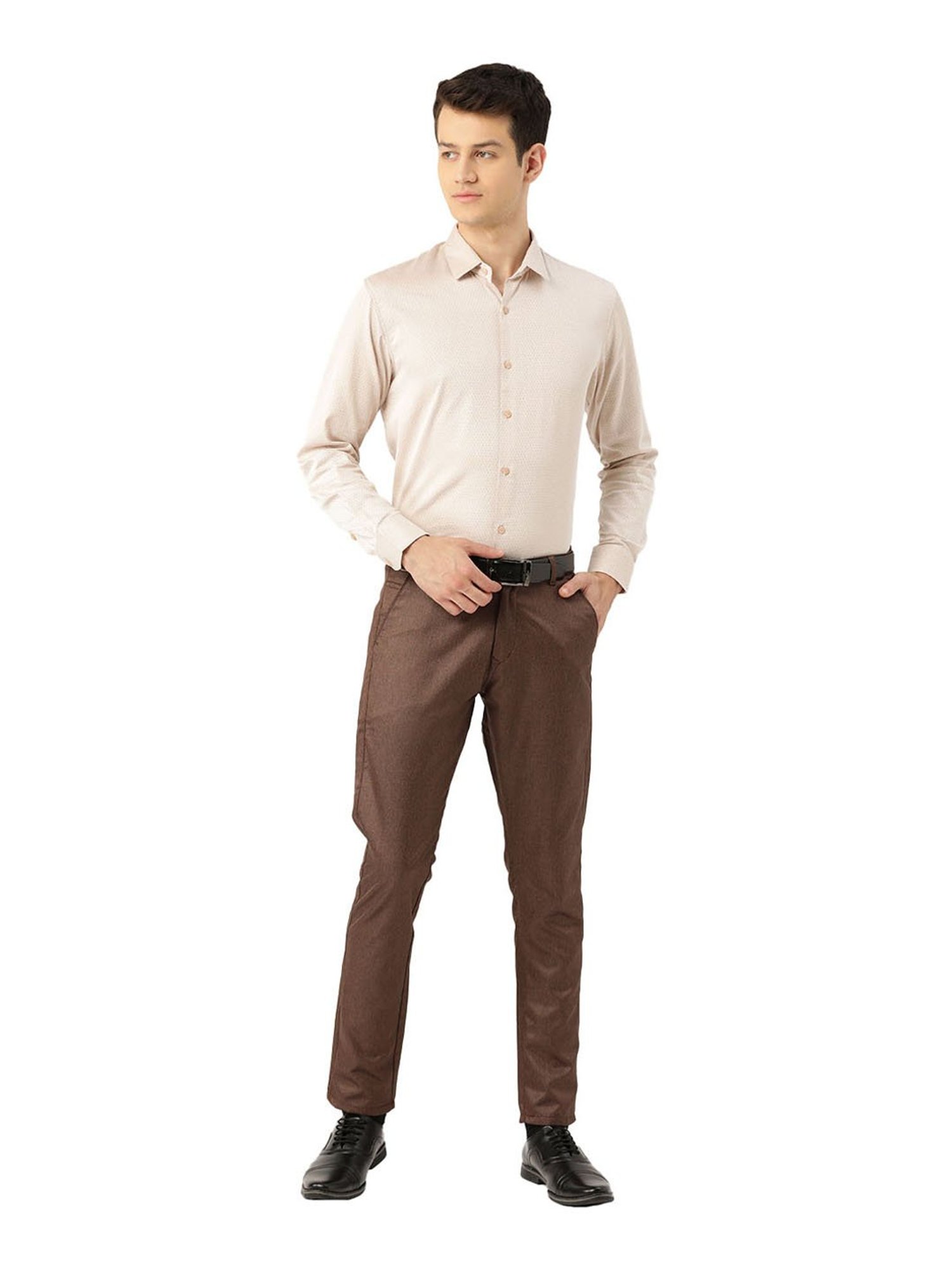 Sojanya Brown Regular Slim Fit Trousers