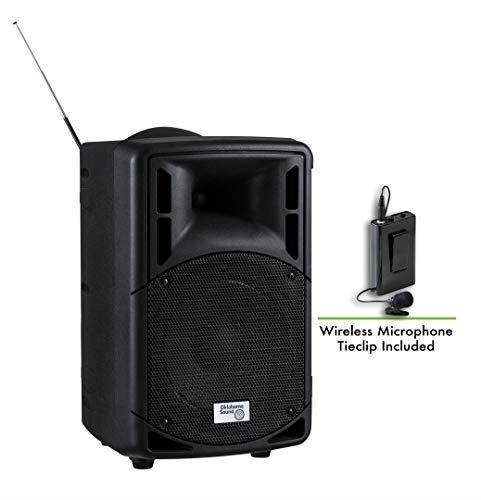 oklahoma sound pra8000/pra86 wireless pa system with lapel microphone, 17" height, 11" wide, 11" length, black