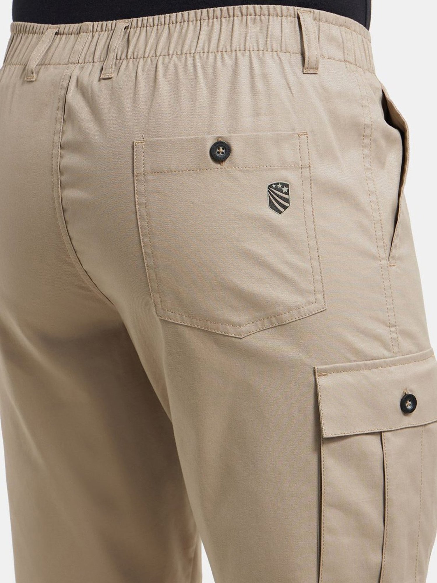 Jockey Khaki Cotton Straight Fit Cargo Shorts