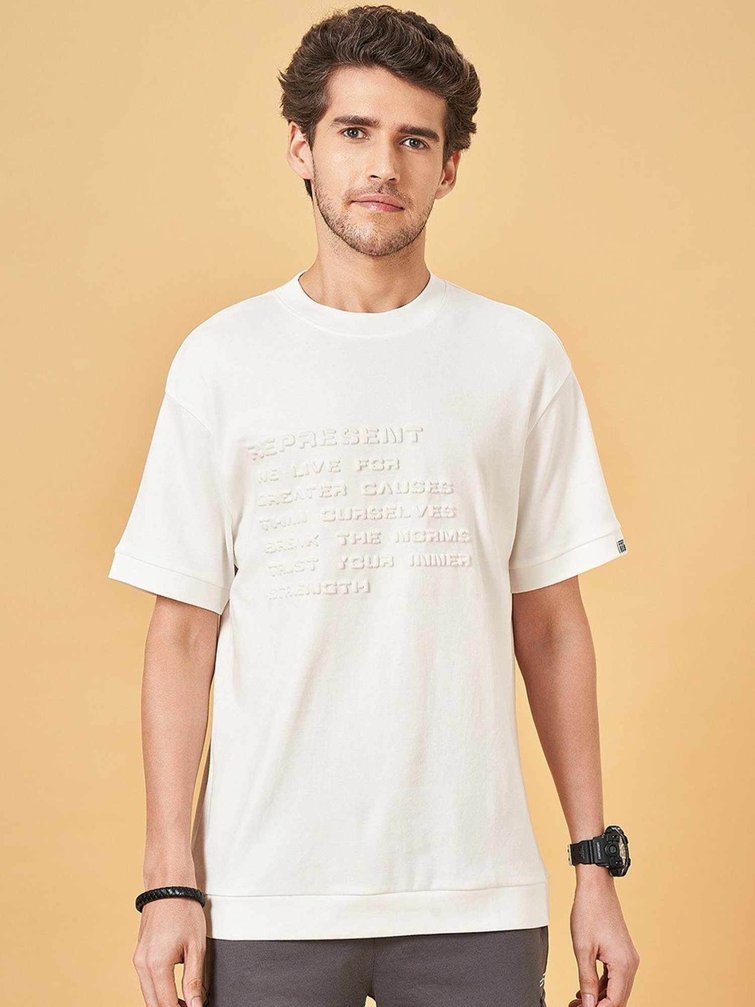 Street 808 By Pantaloons Snow White Boxy Fit T-Shirt