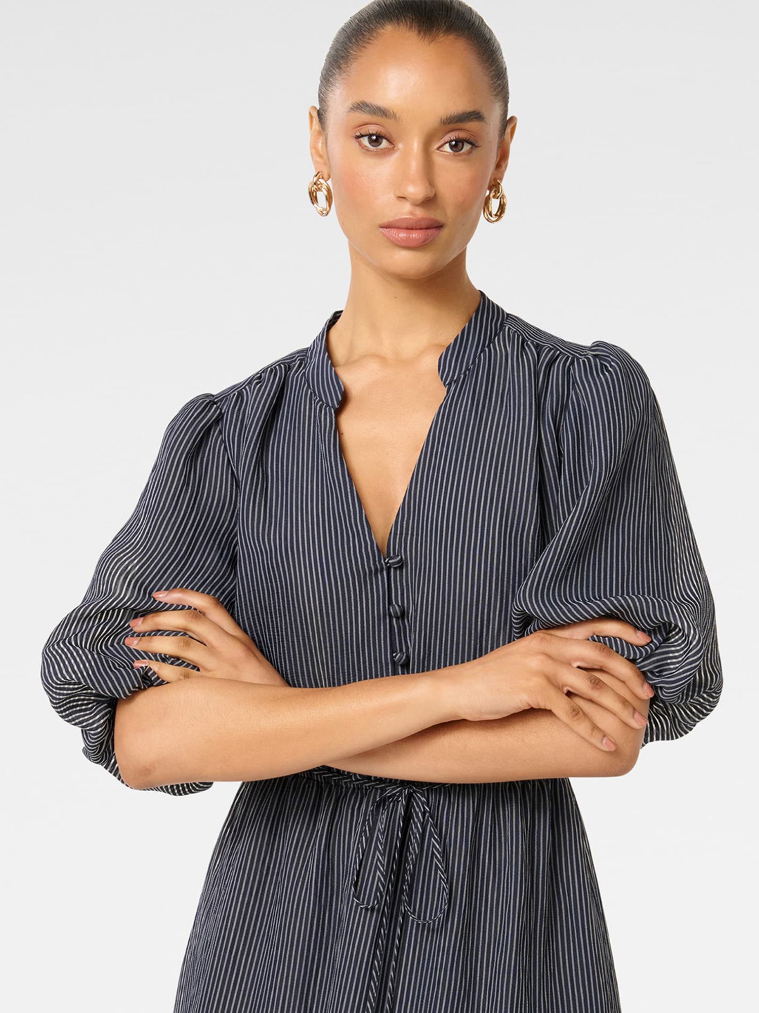 Forever New Lucy Petite Self Stripe Belt Maxi Dress