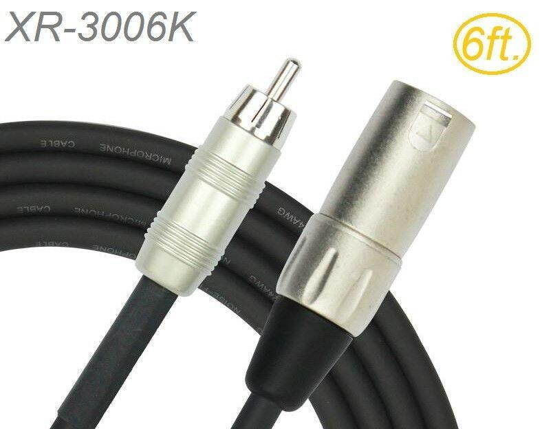 6ft Kirlin Original XLR 3-Pin Male to RCA Male 24awg OFC Patch Cable, XR-3006K