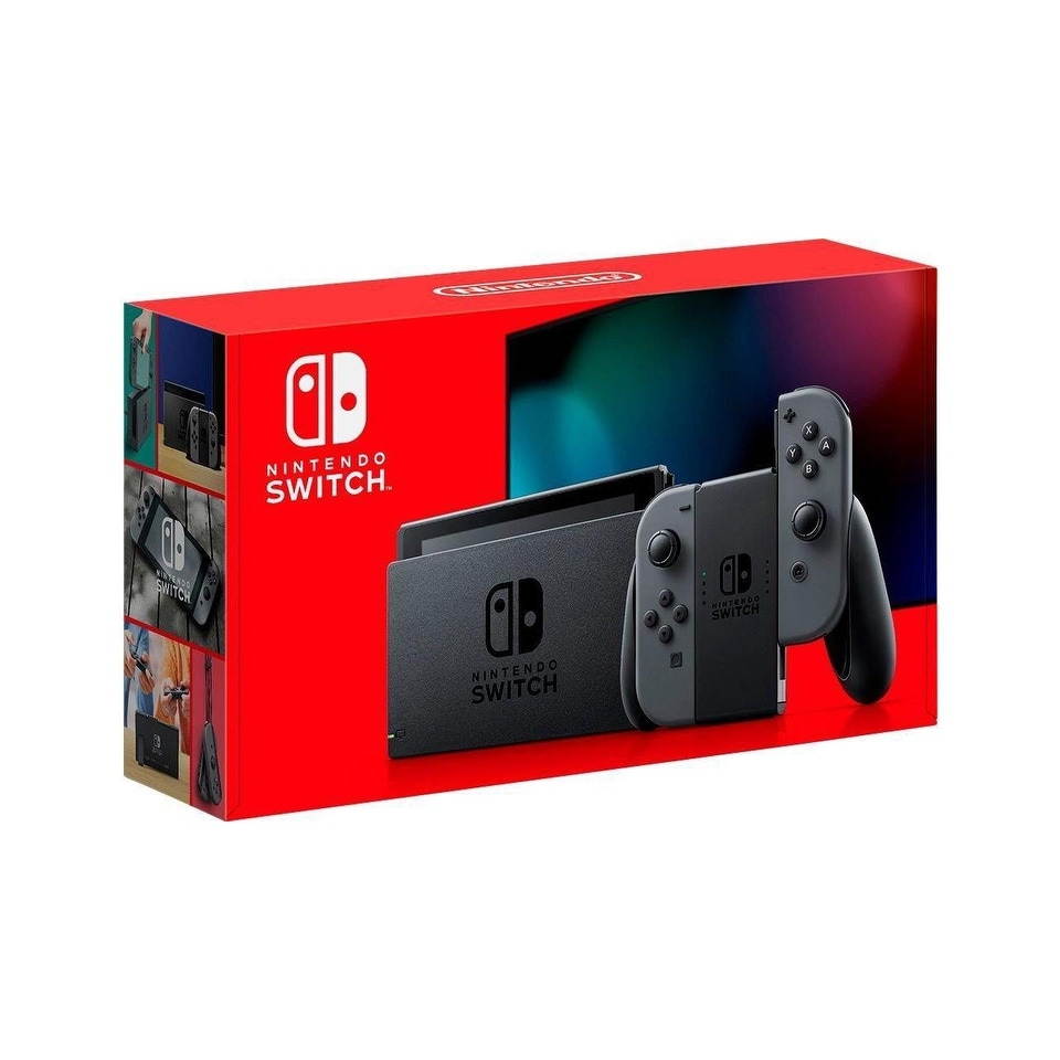 2019 New Nintendo Switch Gray Joy-Con Improved Battery Life Console Bundle with Super Smash Bros. Ultimate
