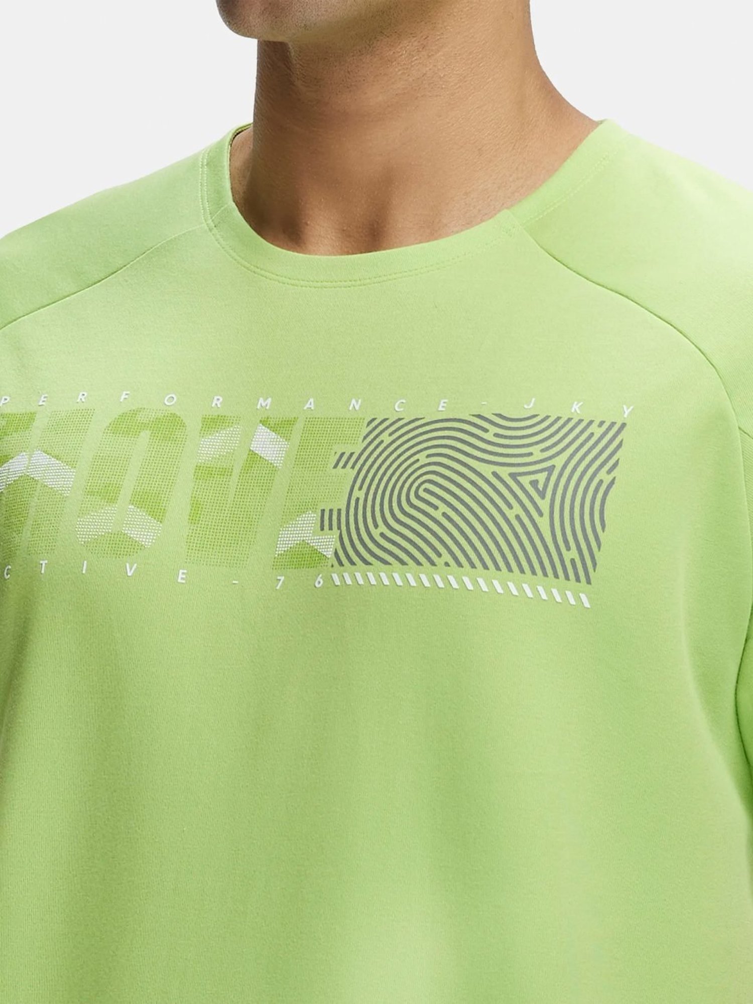 Jockey MV02 Green Combed Cotton Half Sleeves T-Shirt with Stay Fresh Treatment (Prints May Vary)