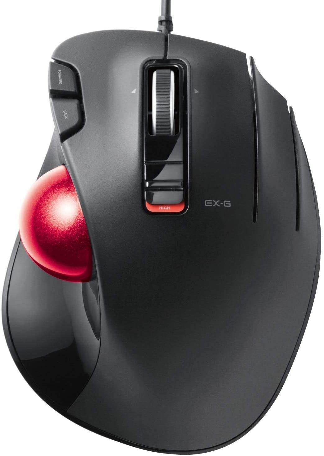 Wired Thumb-Operated Trackball Mouse, 5-Button Function with Smooth Tracking, Precision Optical Gaming Sensor Red Ball