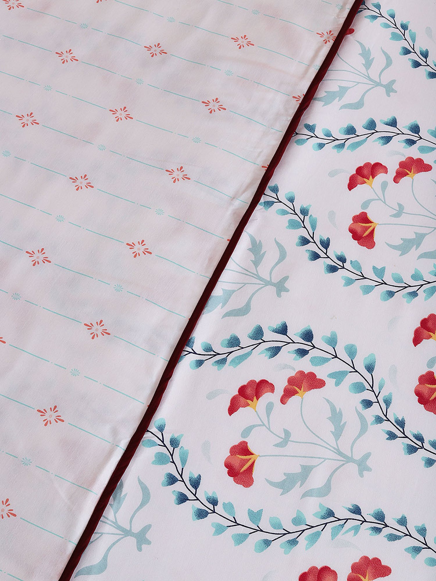 Romee White Cotton Floral Blankets Quilts and Dohars