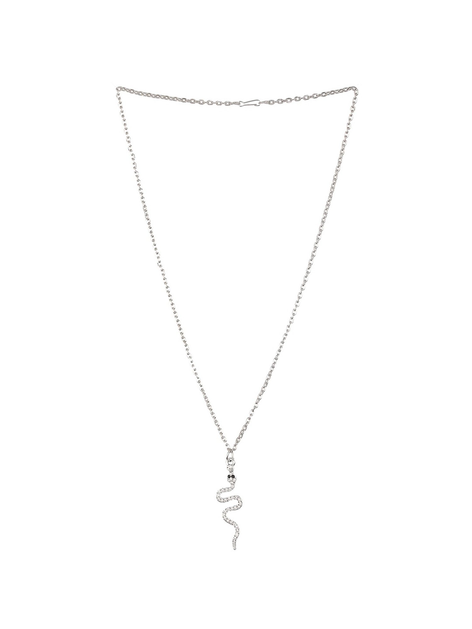 Prita by Priyaasi Studded Snake Silver-Plated Link Necklace