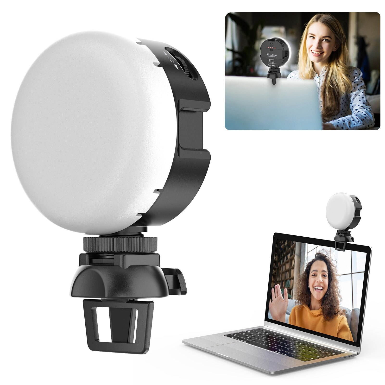 Video Light Fill  Light with Clip 6W Bi-color 2500K-6500K 4-level Brightness Dimmable SOS Mode with Built-in 2000mAh Battery