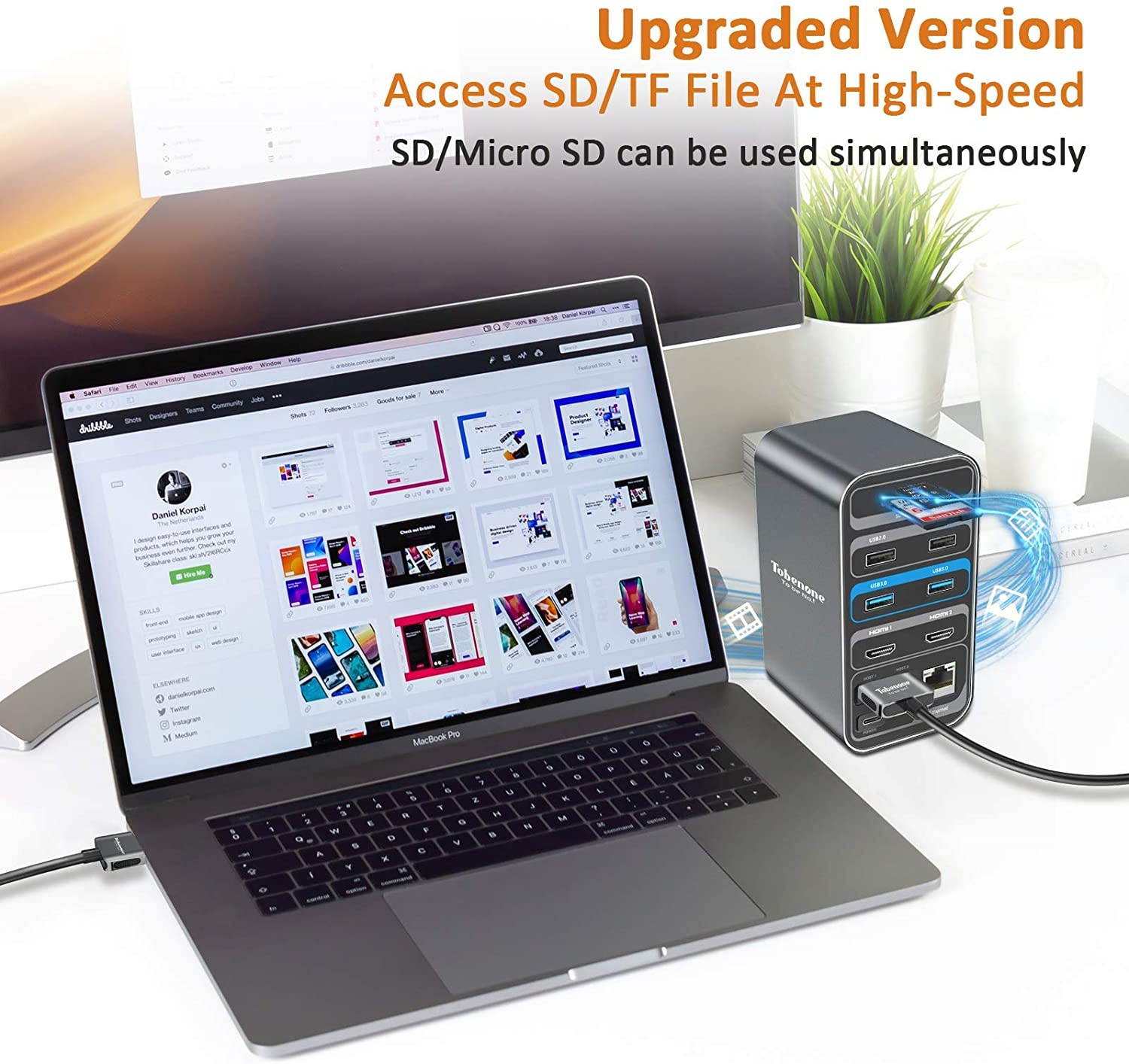 USB C Docking Station Dual Monitor for MacBook Pro 15 in 1 USB C Laptop Docking Station Dual Monitor HDMI for MacBook Pro Air with 2 4K HDMI Display 6 USB AUSB C SD&Micro SDLAN 87W PD 3.0