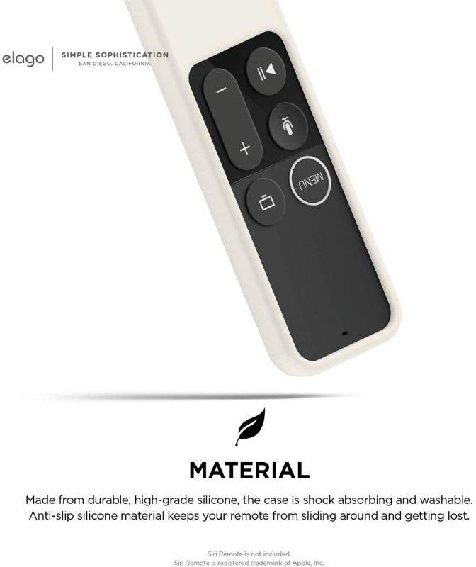 elago R2 Slim Case Compatible with Apple TV Siri Remote 1st Generation (White) - Slim Design, Scratch-Free Silicone, Shock Absorption, Full Access