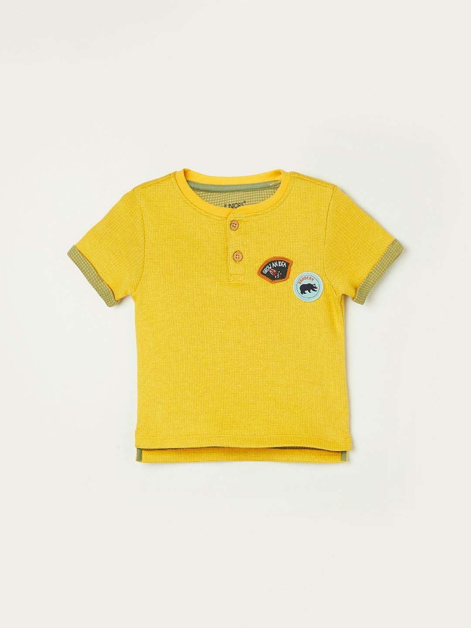 Juniors by Lifestyle Mustard Cotton Applique T-Shirt