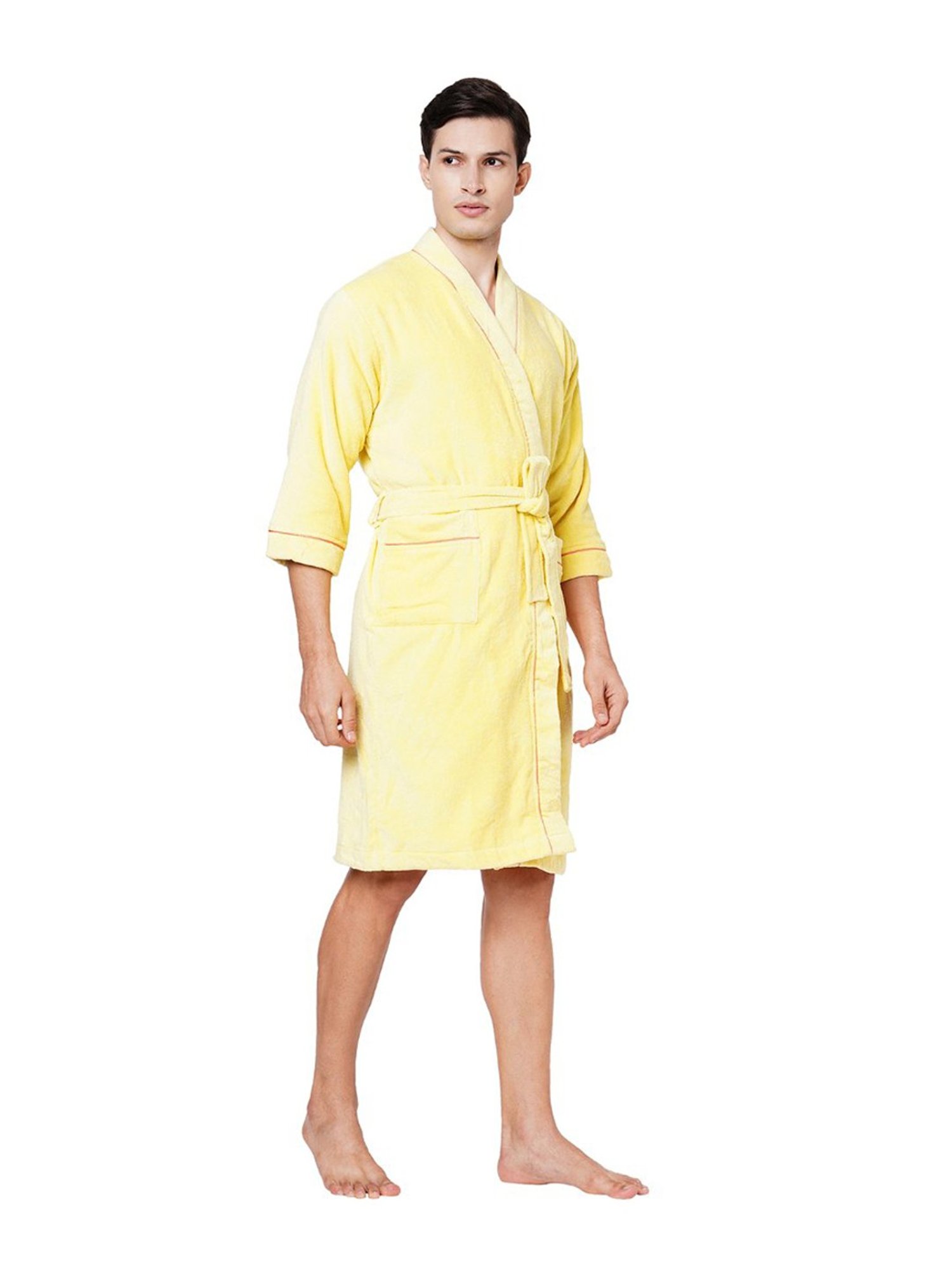 Spaces Exotica Yellow 380 GSM Cotton Bath Robe (M)