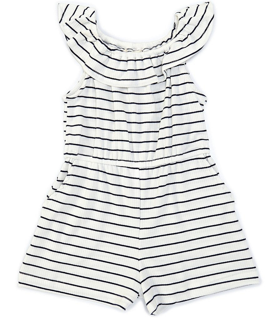 Rare Editions Little Girls 4-6X Printed Chiffon Jumpsuit & Denim Vest Set