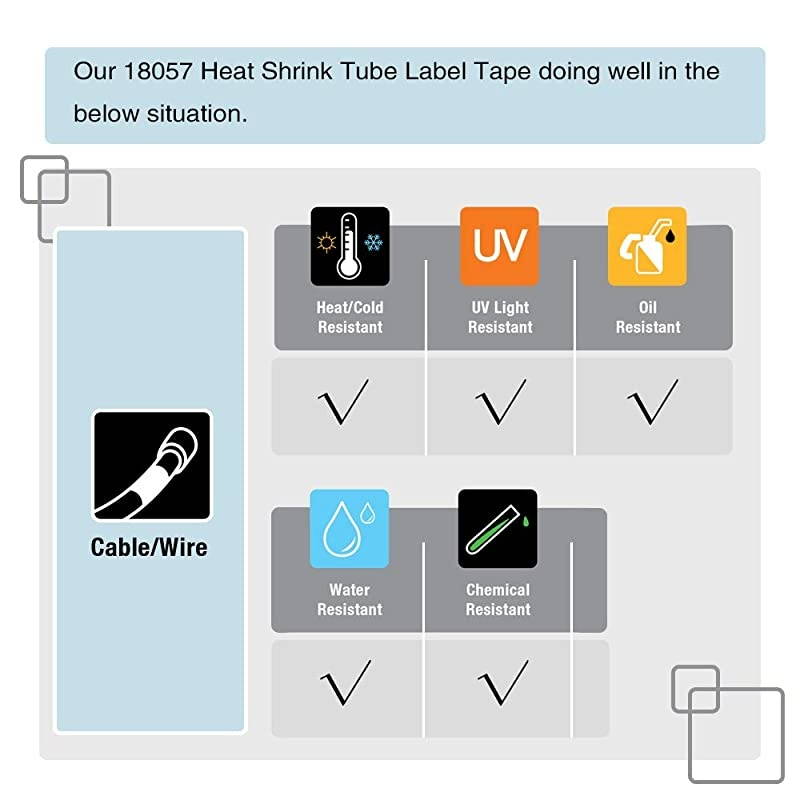 Compatible Label Tape Replacement for DYMO 18057 Rhino Industrial Heat Shrink Labels 34inch DYMO Wire and Cable Label for DYMO Rhino 4200 5200 Label Makers and more Black on White 5 Pack