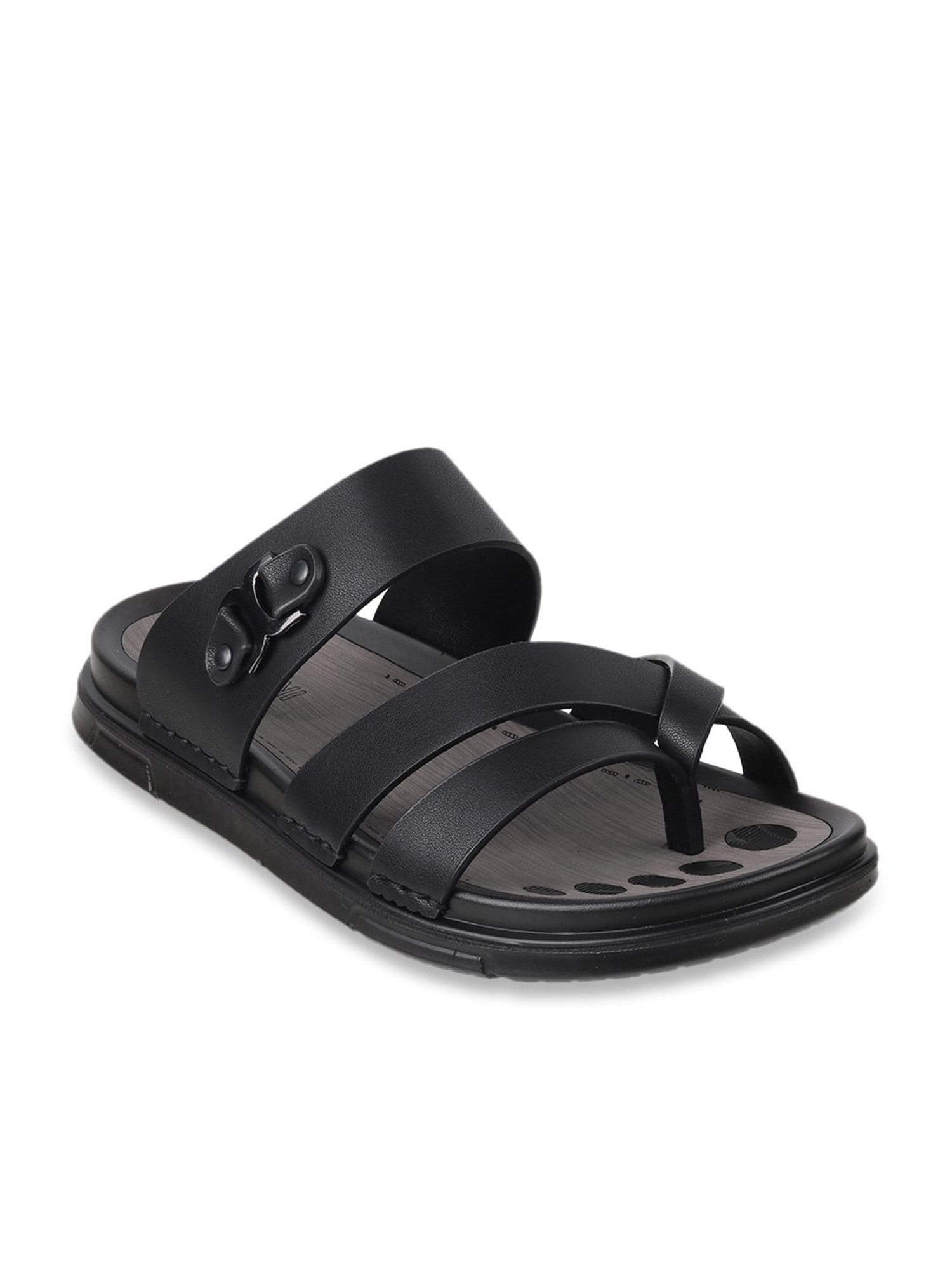 J. Fontini by Mochi Men's Black Toe Ring Sandals