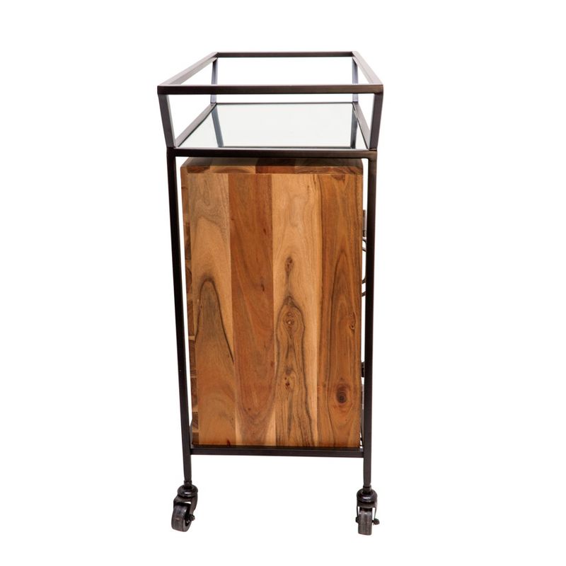 Flash Furniture Castleberry Rustic Wood Grain and Iron Kitchen Serving and Bar Cart