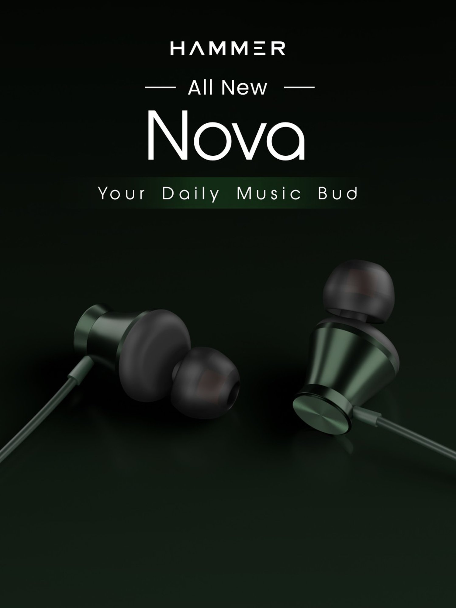 Hammer Nova in Ear C Type Wired Earphones with Mic, In-line Control, Powerful Bass (Green)