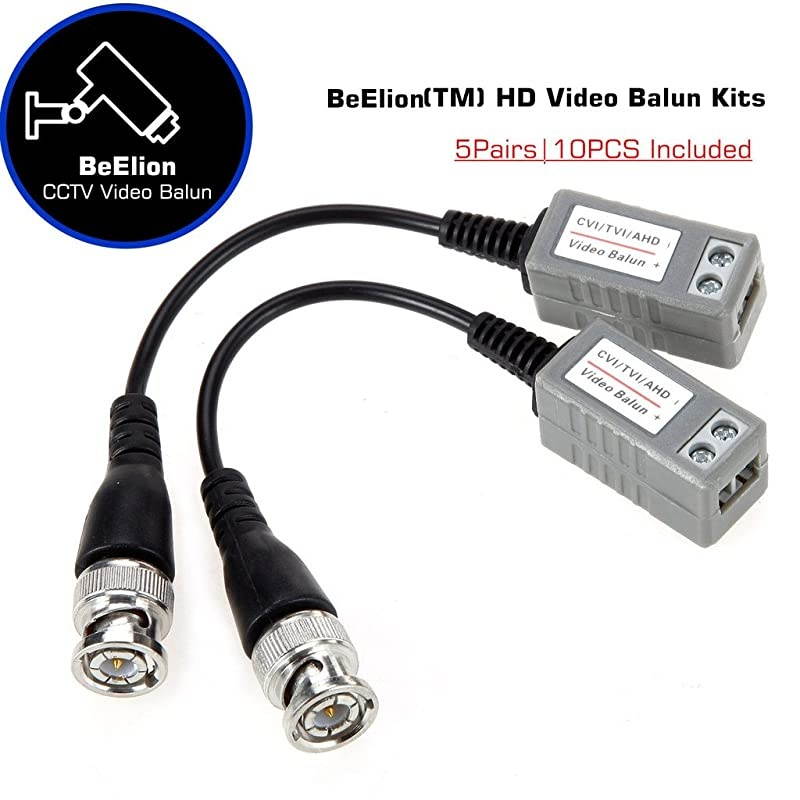 TM) 5Pairs 10PCS HD CCTV Via Twisted BNC Video Balun Transmitter Transceiver for CVI/TVI/AHD CCTV System