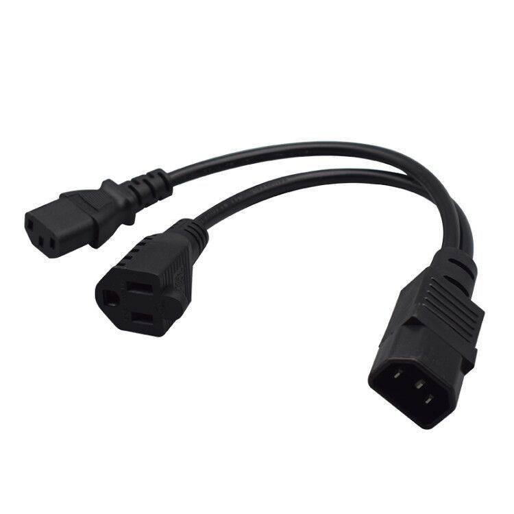 Tekit C14 to C13+NEMA 5-15R Y Splitter Power Plug Cord,Single IEC 320 C14 Male to C13+Nema 5-15R Female Splitter Adapter Cable Cord ,1ft /30mm