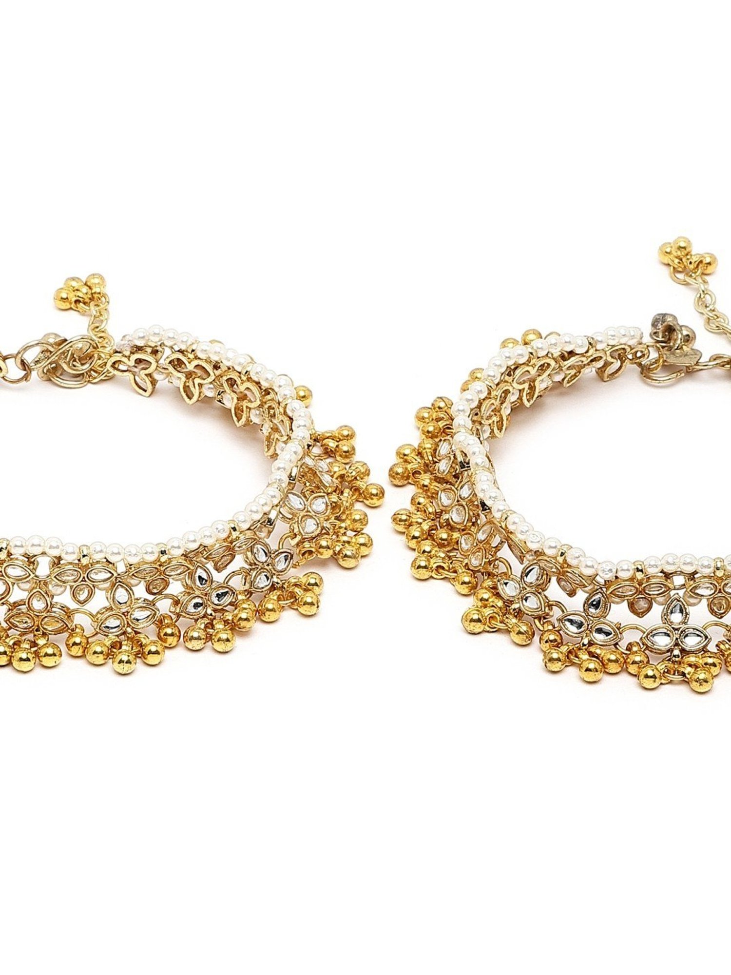 Karatcart Gold-Plated Kundan Anklet for Women