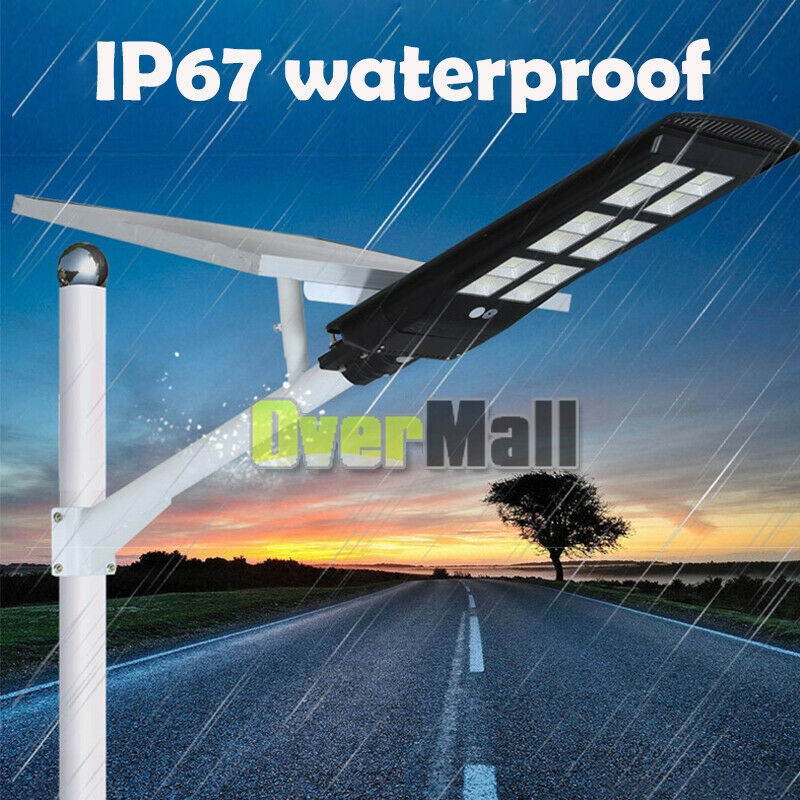 990000LM Solar LED Street Light Commercial IP67 Area Security PIR Road Lamp+Pole