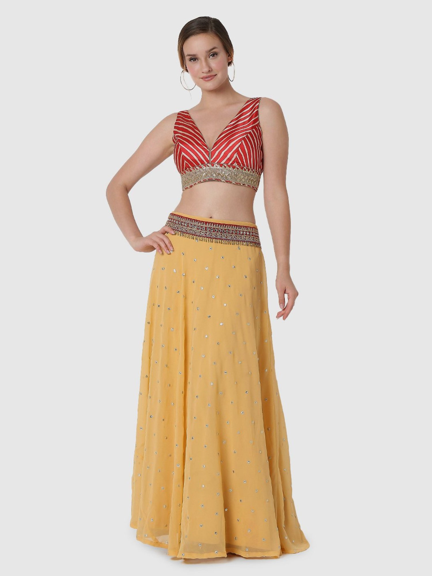 Salwar Studio Red Embellished Readymade Blouse