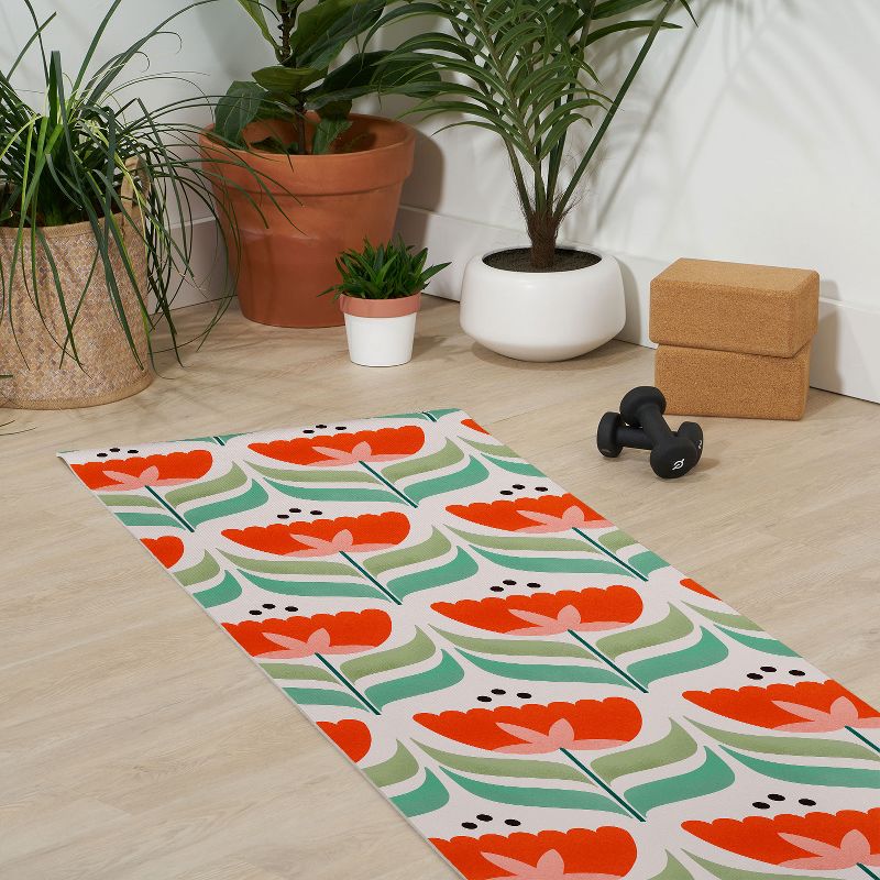 Showmemars Retro Tulips Pattern (6mm) 24" x 70" Yoga Mat - Society6