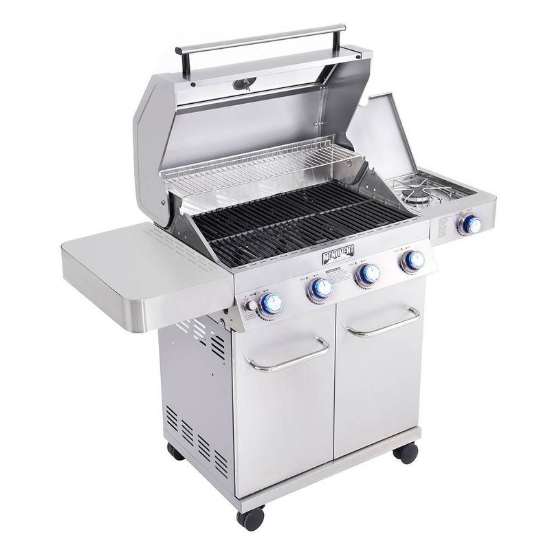4-Burner Propane Stainless Steel Gas Grill with ClearView Lid Model 41847NG - Monument Grills