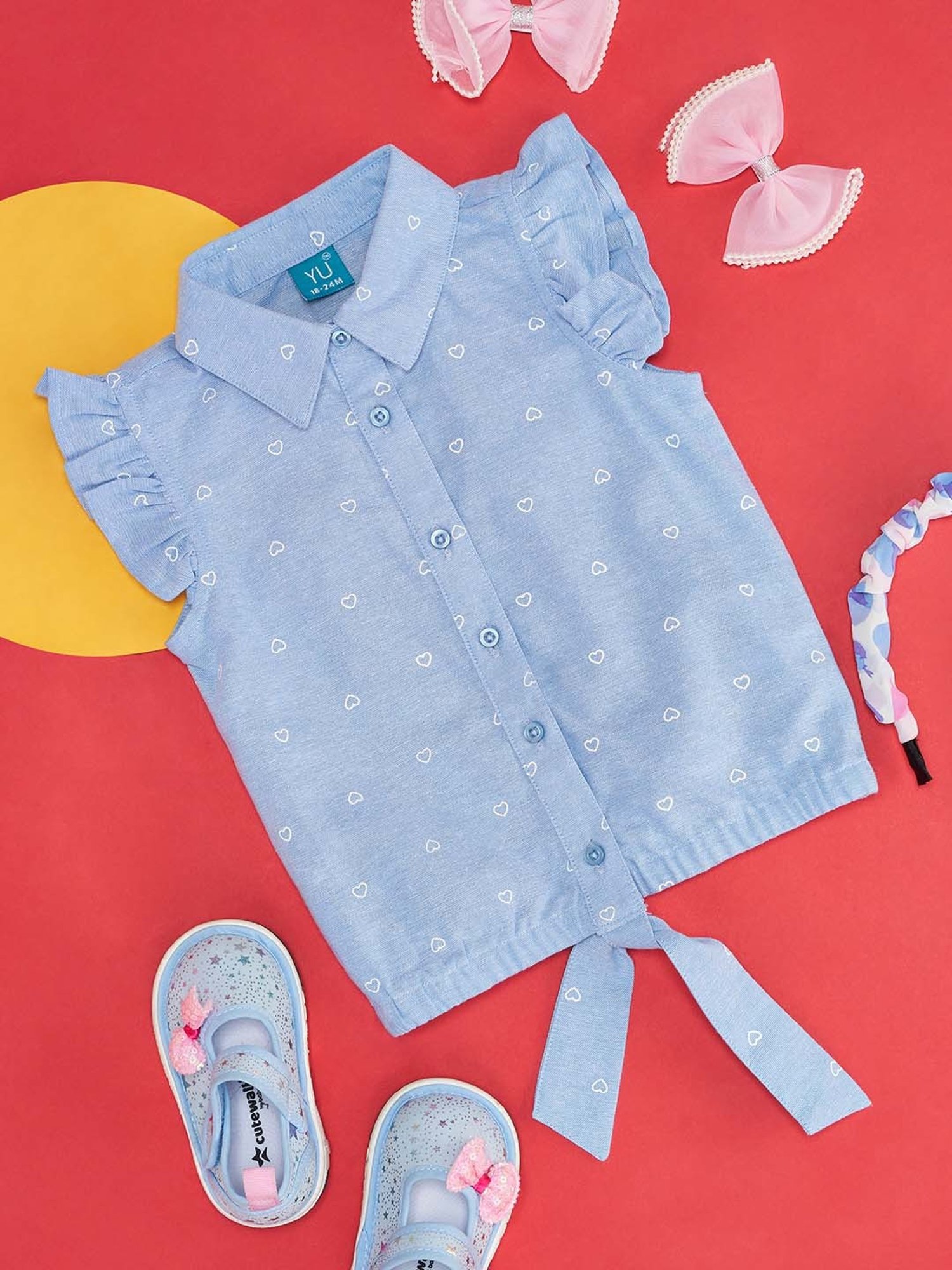 YU by Pantaloons Kids Blue Cotton Printed Top