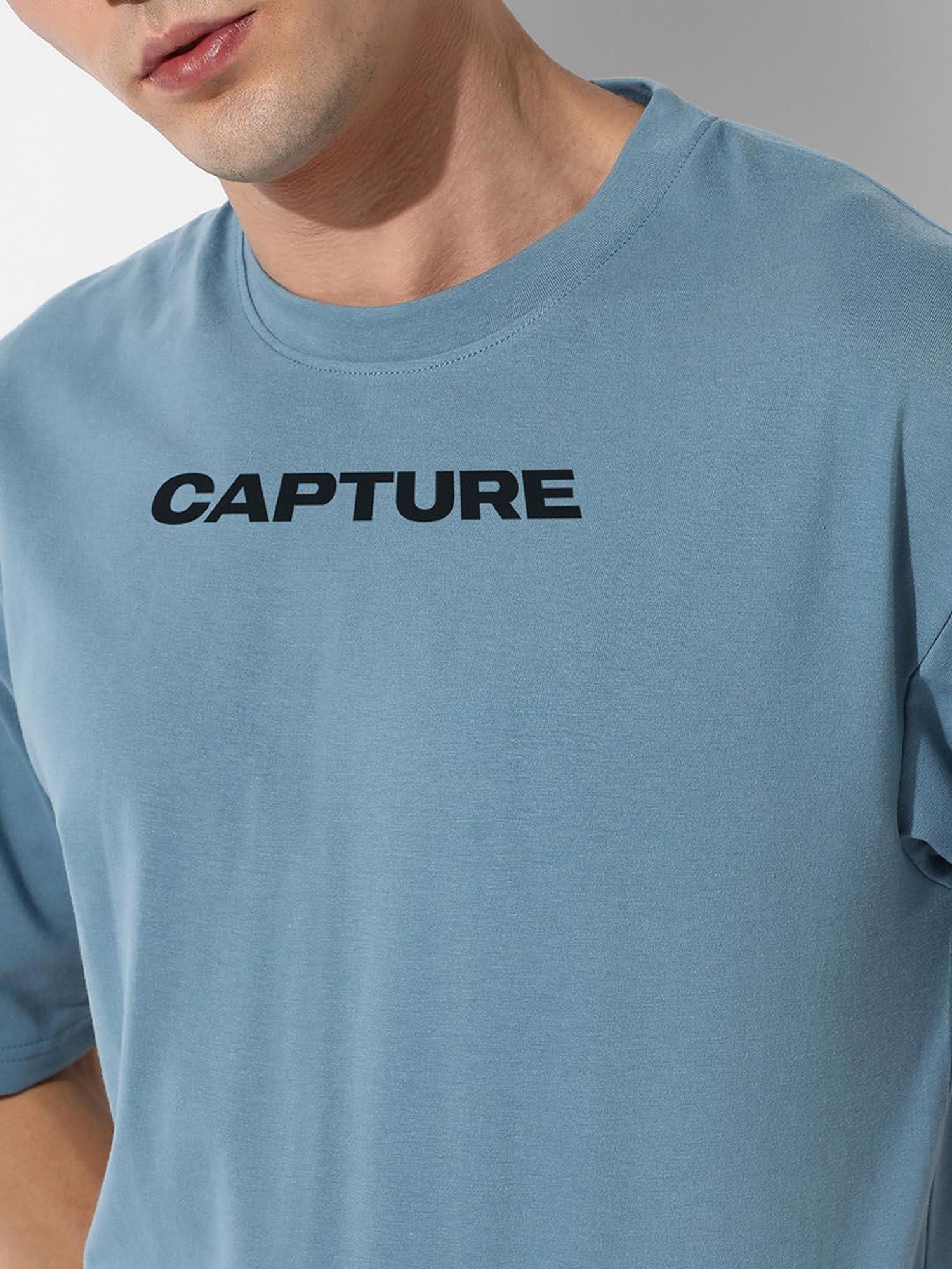 Campus Sutra Blue Regular Fit Oversized Capture Printed Co-Ord Set