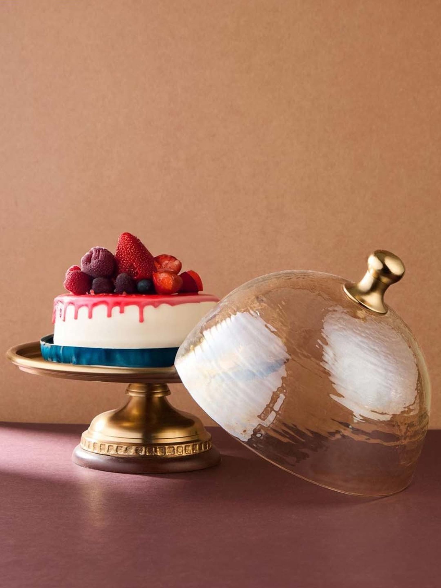 Fabindia Home Gold Glass Cake Stand