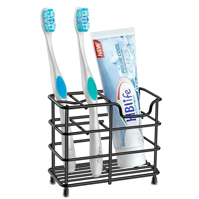 Toothbrush Holder Small Stainless Steel Toothpaste Holder Bathroom Accessories Organizer Black