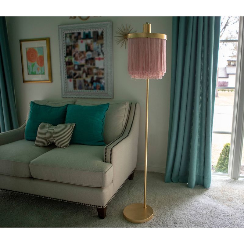 59.75" Framboise Fringe Shade Floor Lamp Gold Leaf - Decor Therapy