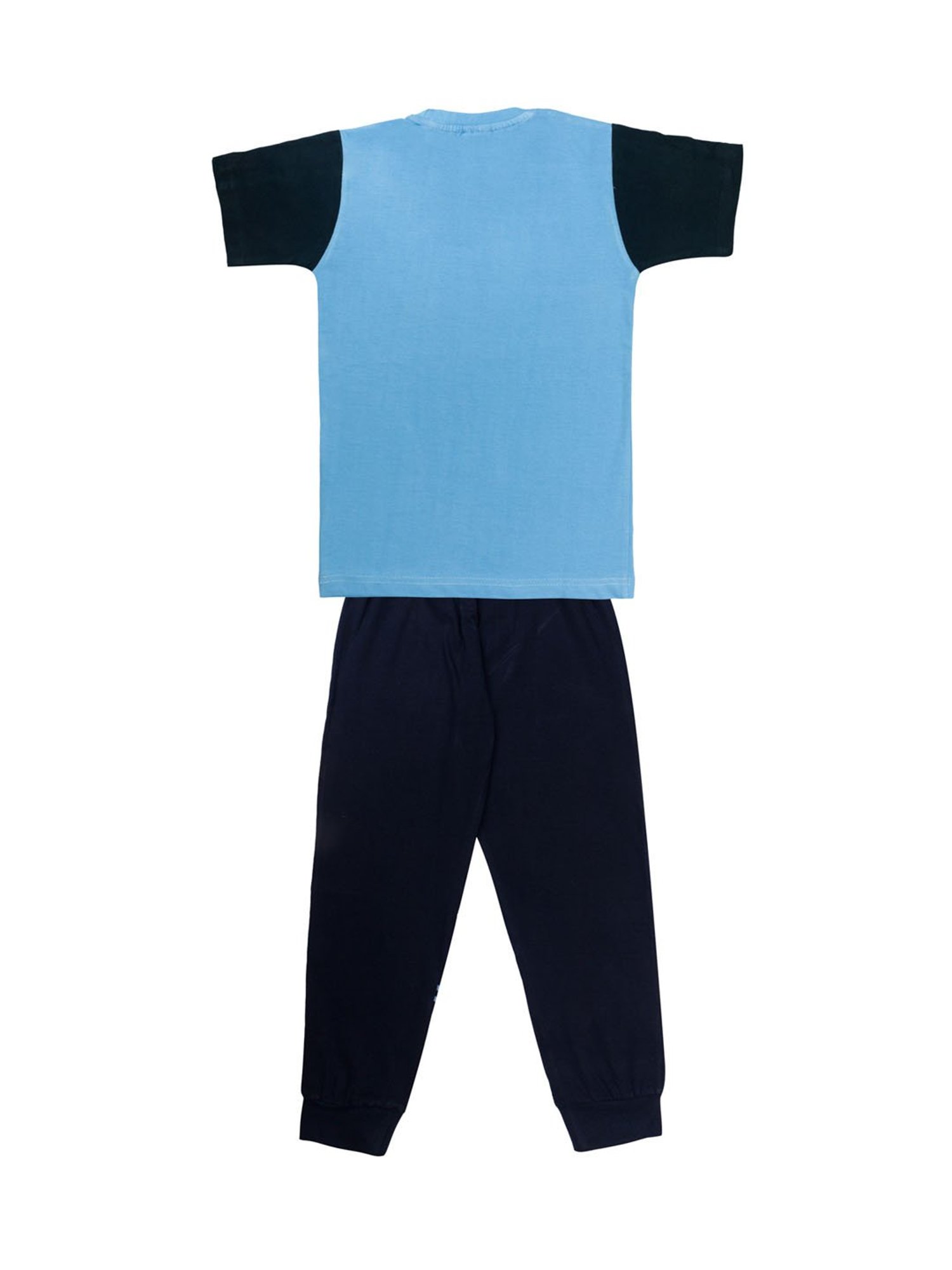 Todd N Teen Kids Printed Blue & Navy T-Shirt with Joggers
