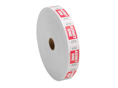 Sparco Admit One Roll Tickets 2000 Tickets Per Roll Red 99120