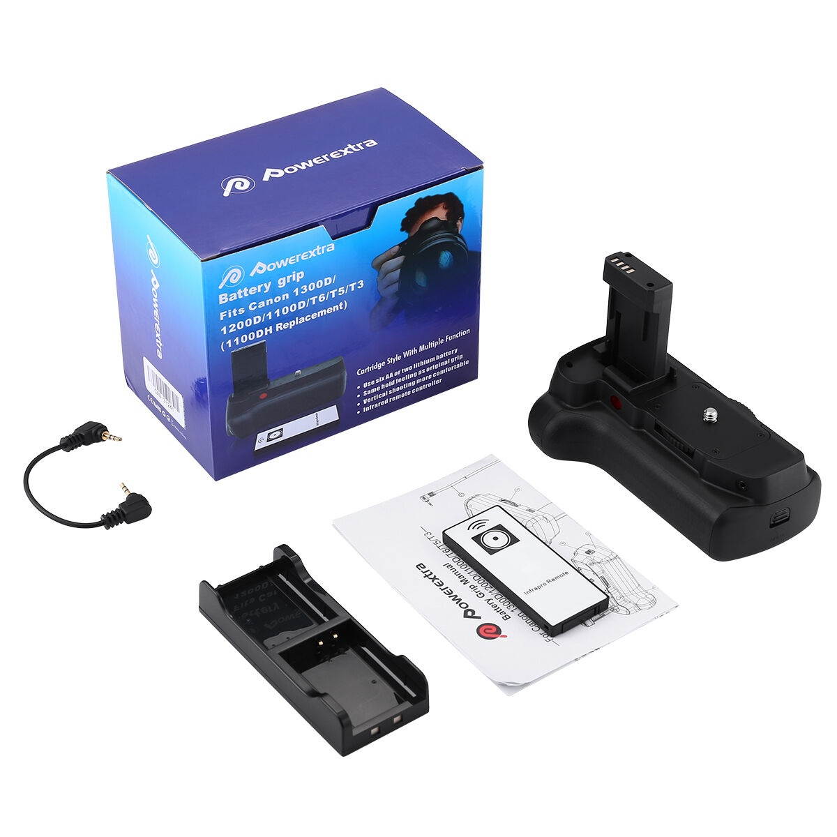 Grip For  Rebel T6 T5 T3 EOS 1100D + 2x LP-E10 Replacement Battery + Remote