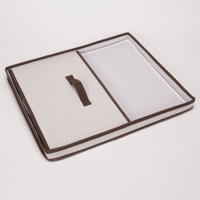 Household Essentials Jumbo Canvas Cube Storage Box Natural with Coffee Trim