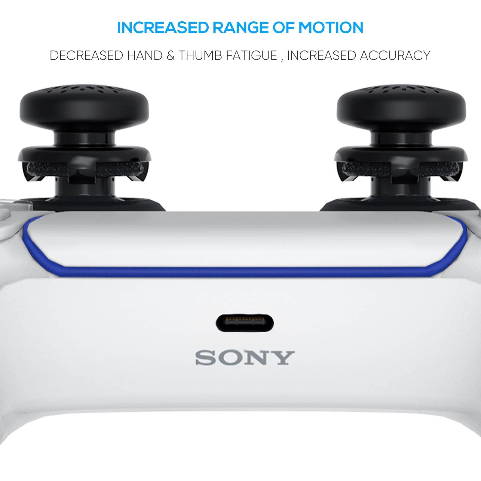 Joystick Caps Set for DualSense PS5 Controller - 1 Pair Thumb Grip, 2 Pairs Mid & Long L2 R2 Trigger Extenders and 1 Pair D-Pad Buttons Caps, Game Accessories for Sony PS5 Dualsense Controller