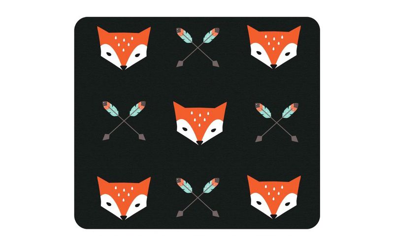 OTM Hipster Prints Black Mouse Pad, Mr. Fox - Mr. Fox - Black - Rubber Base - Slip Resistant