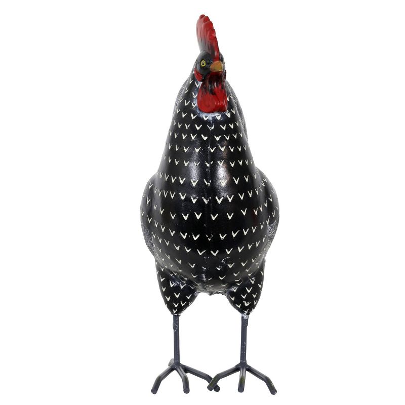 11.81" Resin Polka Dot Rooster Statue Black/White - Exhart