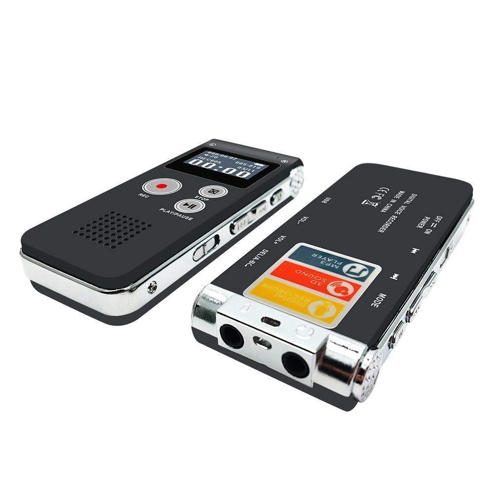 Digital Voice Recorder 8GB Sound Audio Recorder Dictaphone with USB, MP3 player, DoubleMicrophone, Portable & Rechargeable Digital Voice Activated Recorder for Lectures Meetings