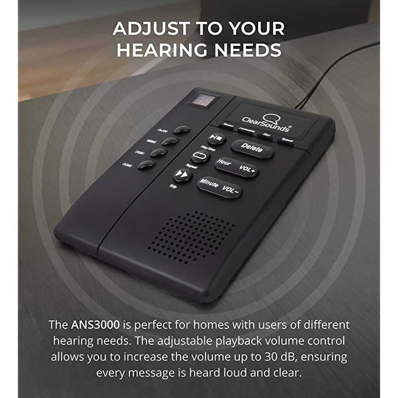 ANS3000 Amplified Answering Machine for Analog Telephones Landline with Up to 30dB Amplification