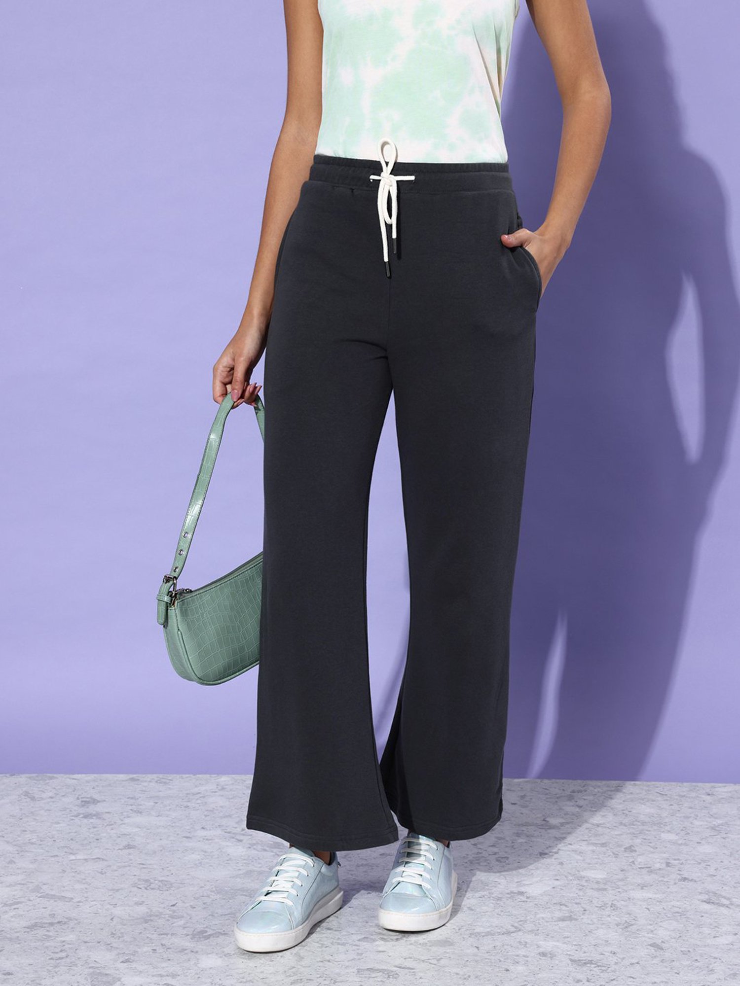 Dillinger Dark Grey Fleece Regular Fit High Rise Trackpants