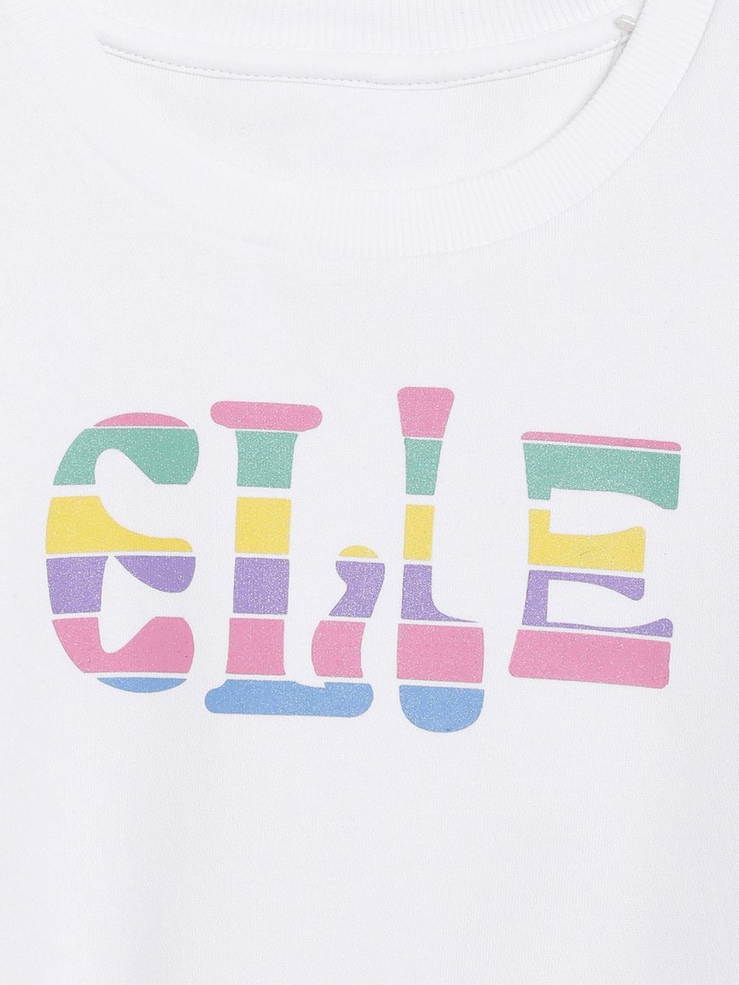 Elle Kids White Cotton Printed Full Sleeves Sweatshirt