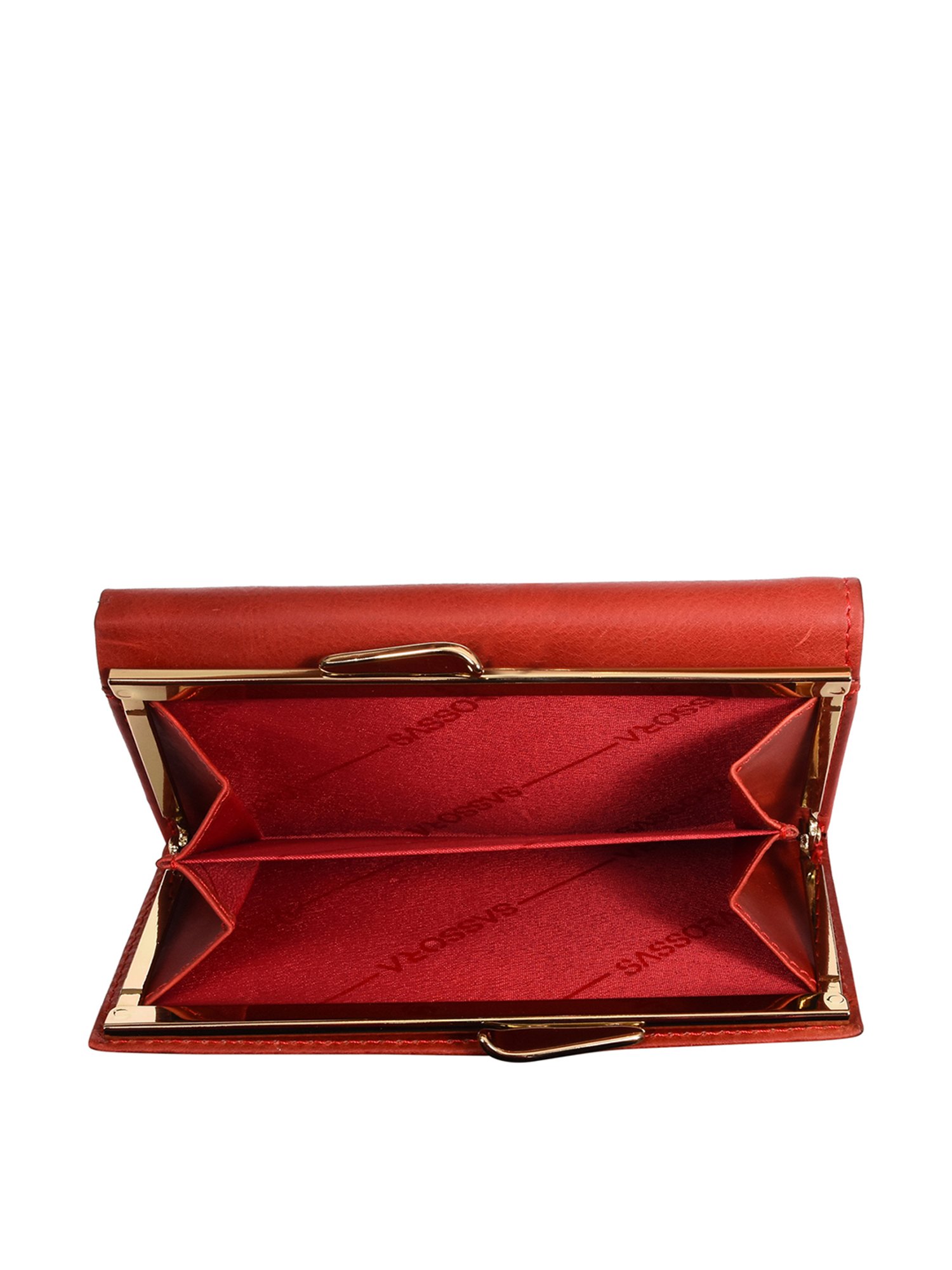 SASSORA Red Solid Rfid Tri-Fold Wallet for Women
