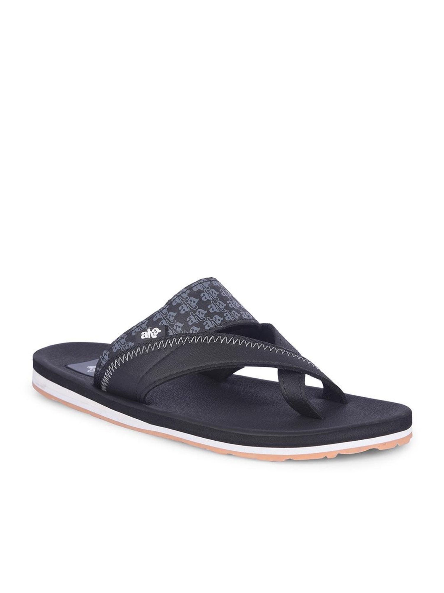 Aha by Liberty Men's Black Cross Strap Sandals