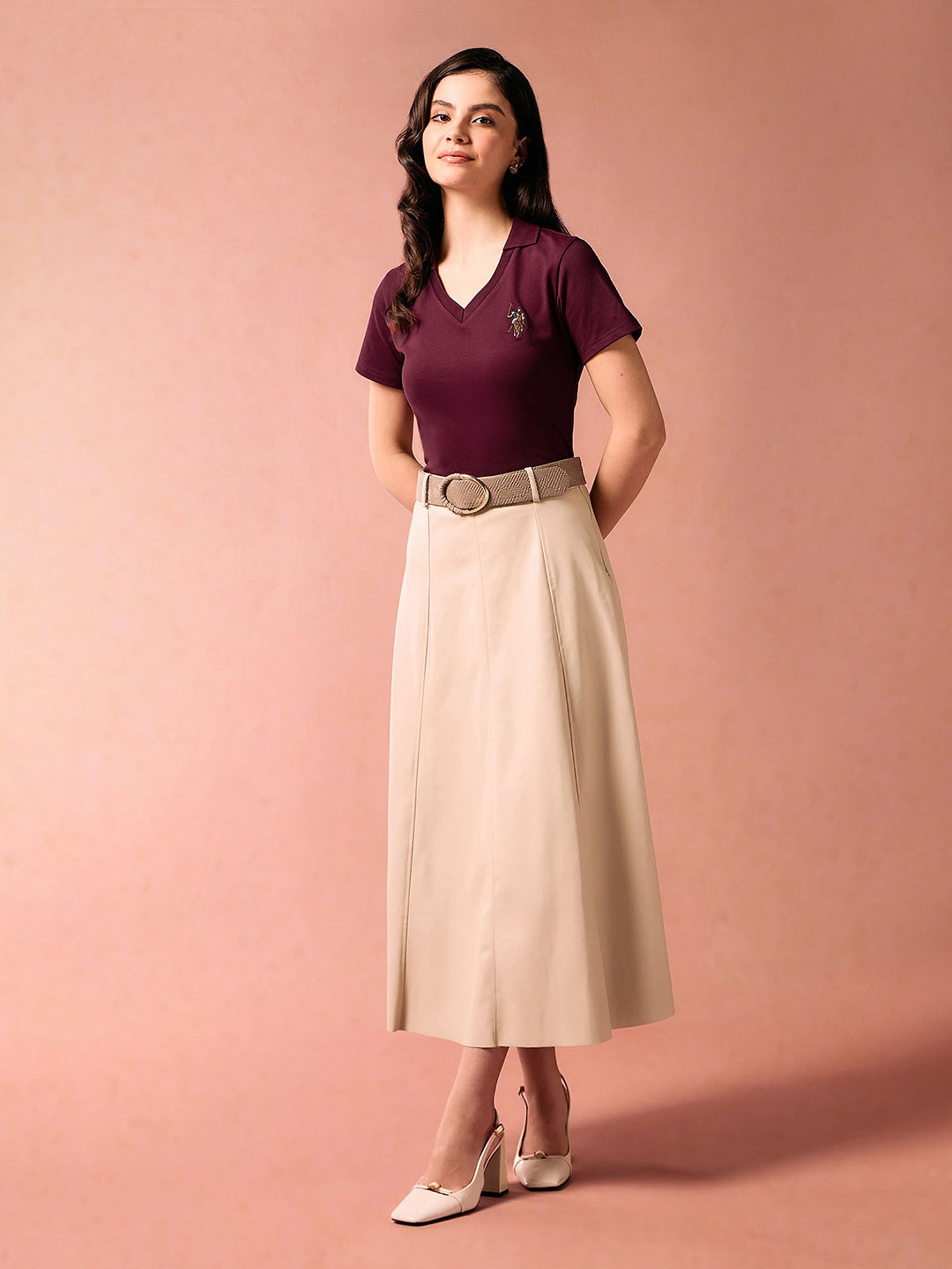 U.S. Polo Assn. Maroon Logo Print Polo T-Shirt